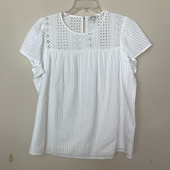 Ella Moss Tops - Ella Moss White Flutter Short Sleeve Blouse